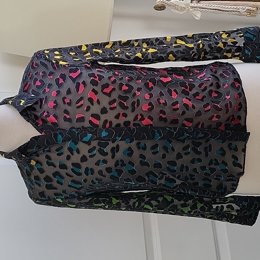 Alice + Olivia colorful,  see through,  elegant blouse,  size XS